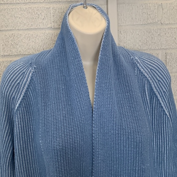 Land's End Drifter Shaker Blue Knit Open Front Cardigan Long Sleeve Women's XS - Picture 3 of 12
